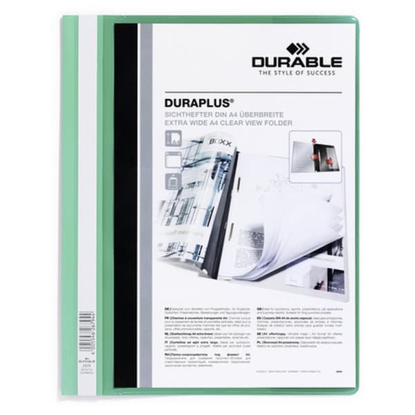 Dossier Durable Fástener Duraplus Gennemsigtig Grøn A4 (25 enheder)