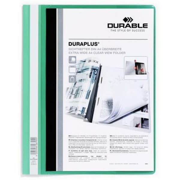 Dossier Durable Fástener Duraplus Gennemsigtig Grøn A4 (25 enheder)