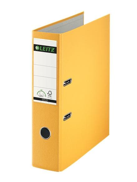 LEITZ plastmapp, 180 grader, DIN A4, 80 mm, gul utan kantskydd, färgad kartong, med PP-film - 1 st (1013-50-15)