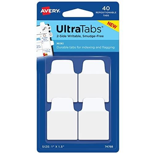 AVERY Zweckform tarranauhat UltraTabs valkoinen, 25,4 x 38 mm kirjoitettavat kielekkeet, valmistettu polyesterista, paperipäällysteinen - 1 kpl (74788