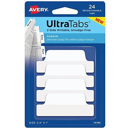 AVERY Zweckform självhäftande remsor UltraTabs vit, 63,5 x 25 mm skrivbara flikar, tillverkade av polyester, pappersbelagda - 1 st (74789)