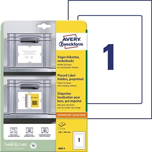 AVERY Zweckform bæreetiketter, 220x160 mm, hvid/lysgrå PP med transparent polyesterlag, igen og igen - 1 stk (8003-5)