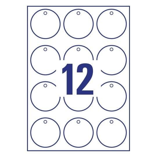 AVERY Zweckform -lappu, pahvi, 220 g/m², halkaisija: 60 mm pyöreä, valkoinen, satiinipinta, ehdottoman sileät reunat, molemmin puolin - 1 kpl (T2004-1