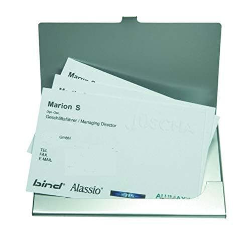 Alassio visitkortetui, lavet af aluminium, mat sølv til ca. 10 visitkort, mål: (B)93 x (D)60 x (H)5 mm - 1 stk (0334)
