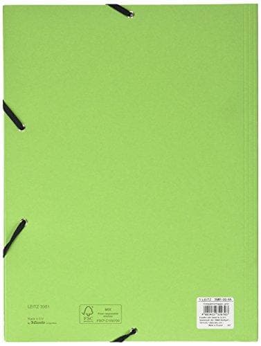 LEITZ hjørnestrækmappe, DIN A4, pap 320 gsm, grøn af Colorspan karton, 3 fuldlimede klapper på (3981-00-55)