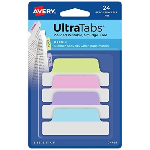 AVERY Zweckform klæbestrimler UltraTabs pastel, 63,5 x 25 mm skrivbare faner, lavet af polyester, papirbelagt - 1 stk (74769)