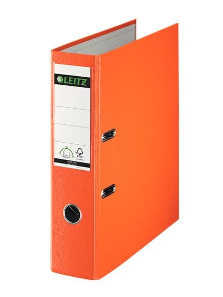 LEITZ plastmapp, 180 grader, DIN A4, 80 mm, orange utan kantskydd, färgad kartong, med PP-film - 1 st (1013-50-45)