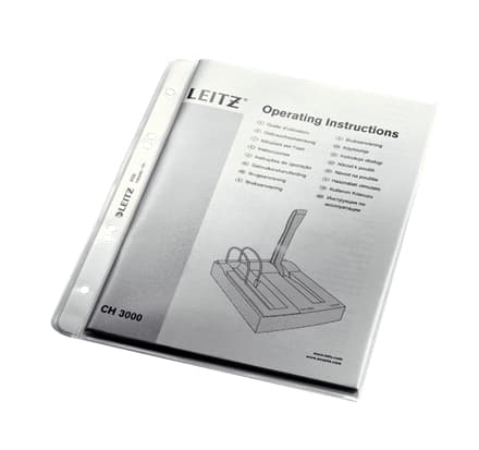 LEITZ brochureomslag ekstra stærkt, A5, PP, kornet, 0,13 mm åbent i toppen, uudsletteligt, perforering: 80-80-80 mm (4705-00-03)
