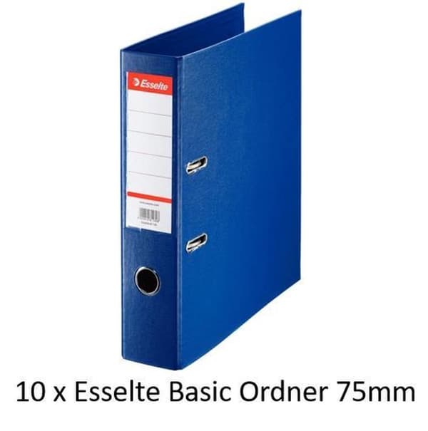 Esselte 10x Budget Ordner Basic Plast 75 mm A4 blå