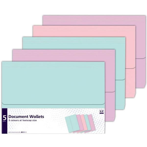 Anker Pastellfärgad A4 dokumentmapp (5-pack) Pink/Blue One Size