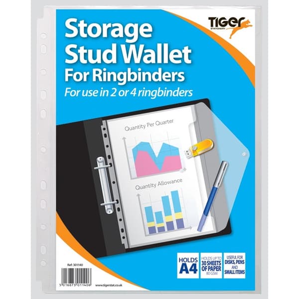 Tiger Stationery A4 Document Wallet Clear One Size