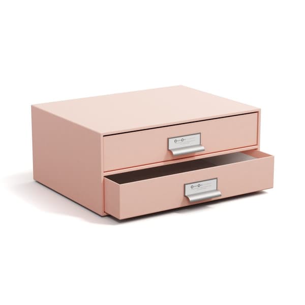 Skrivbordsbyrå med 2 lådor håller A4 Dusty Pink Bigso Box of Sweden
