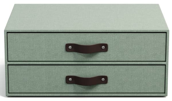Skrivbordsbyrå med 2 lådor håller A4 Soft Teal Bigso Box of Sweden