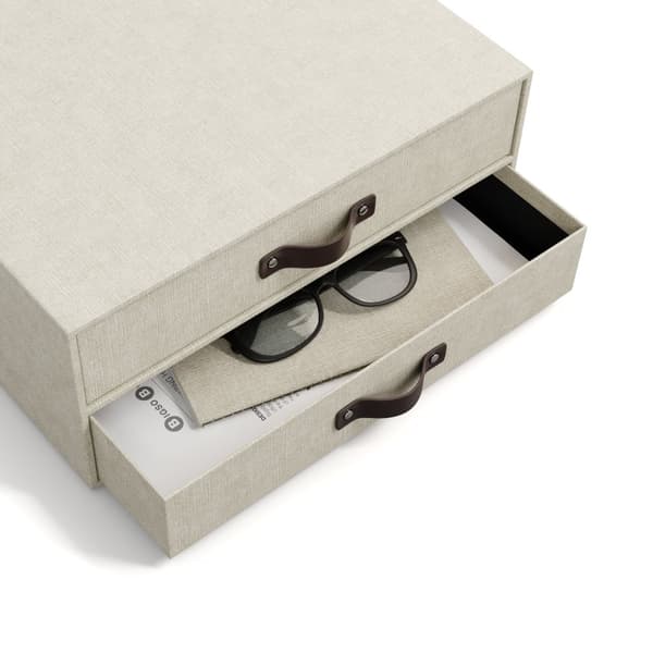 Skrivbordsbyrå med 2 lådor håller A4 Linen Bigso Box of Sweden