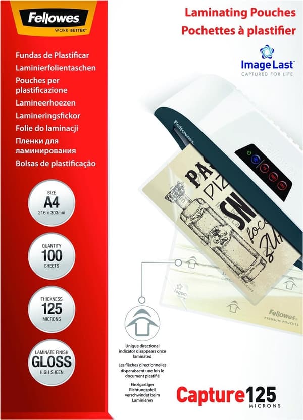Fellowes lamineringsposer A4 - 125 mikron - 100 stk