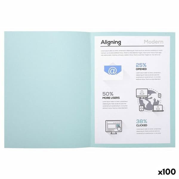 Exacompta folder - undertröja - 410006E-BL - Paket med 100 FOREVER mappar i 220g återvunnet kort, ljusblå färg