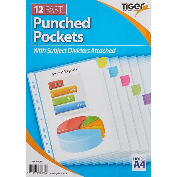 Tiger 12 Part Punched Divider Multicoloured One Size