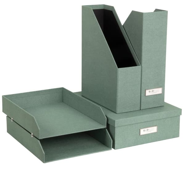 Stort kontoroppbevaringssett Soft Teal 5 deler Bigso Box of Sweden