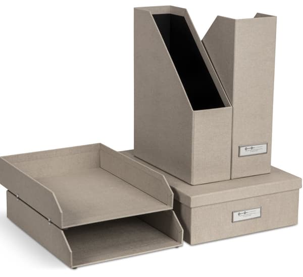 Stort kontoroppbevaringssett Linen 5 deler Bigso Box of Sweden