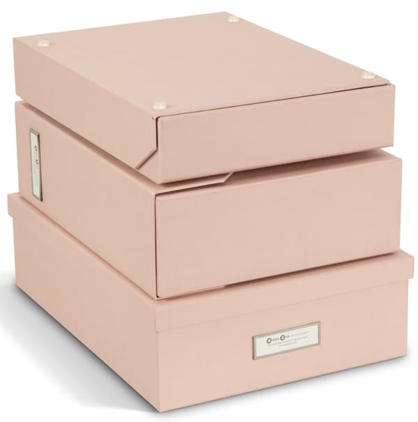Stort förvaringsset för Kontoret Dusty Pink 5 delar Bigso Box of Sweden