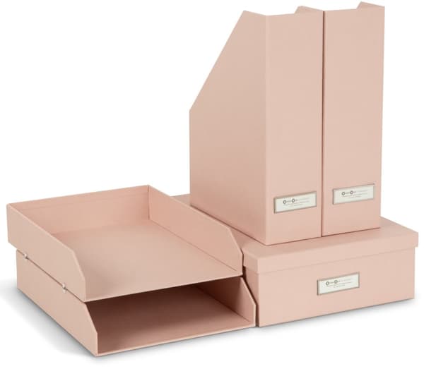 Stort förvaringsset för Kontoret Dusty Pink 5 delar Bigso Box of Sweden