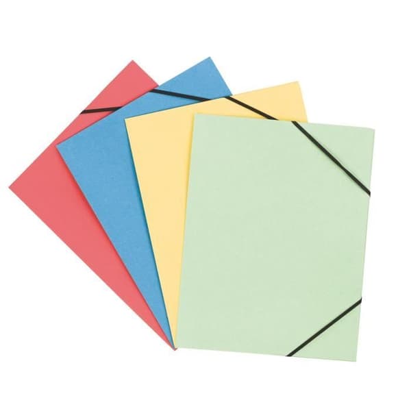 Folder med resår 3 flikar Oxford 24 x 32 cm rygg 2 cm blandade färger - Paket om 50 - Lot om 50