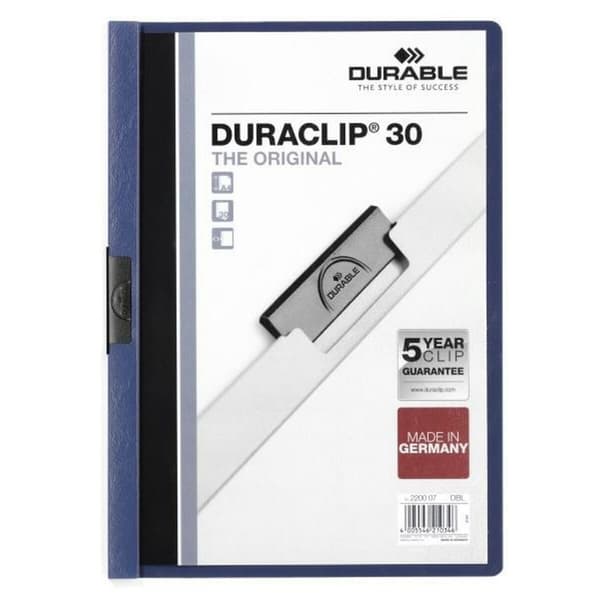Dokumentmappe Durable Duraclip 30 Mørkeblå Himmelblå A4 25 Dele