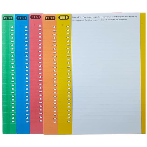 Etiketter Elba Hängfiler Multicolour A5 (10 antal)