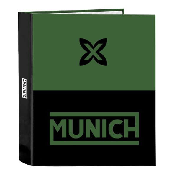 Ringbind Munich Caviar Grøn Sort A4 27 x 33 x 6 cm