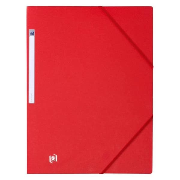 Folder med resår 3 flikar Oxford 24 x 32 cm rygg 3 cm - klassiska röda färger - Paket om 20