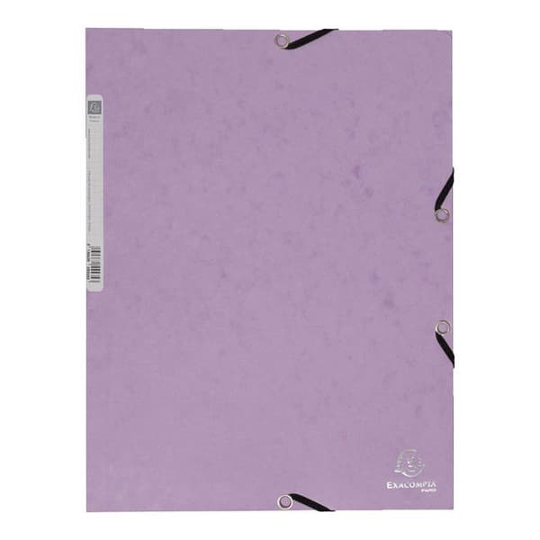 Mapp med elastiska 3 flikar - A4 - Mauve - Exacompta