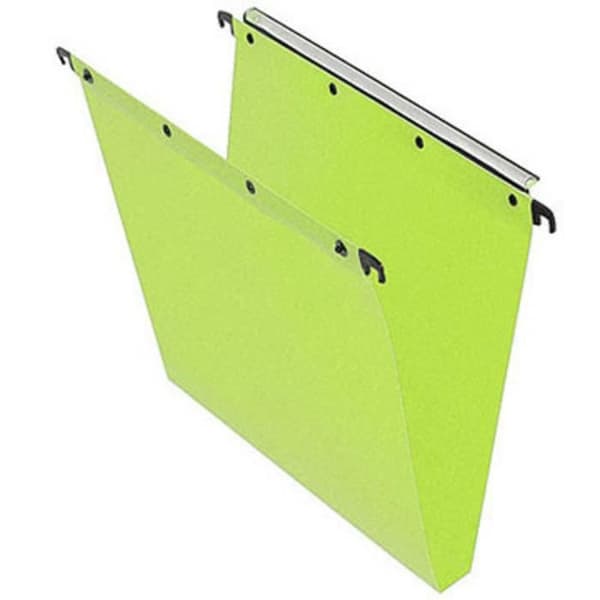 L'OBLIQUE PP Ultimate® hängmapp för lådor - i polypropen - Tryckknappar - 15 mm U-botten - Opak grön