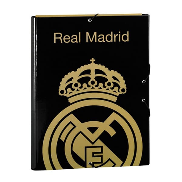 Real Madrid CF Officiell Fotbollsemblem Folio Kartong Pärm Black/Gold One Size