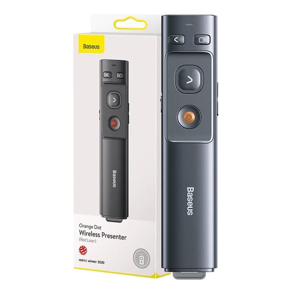 Baseus Orange Dot Multifunctional fjärrkontroll för presentation, med laserpekare - grå