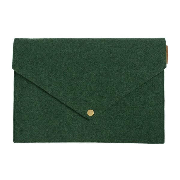 Laptopomslag A4 i økologisk ull Forest Green P.A.P & PAPERSTYLE