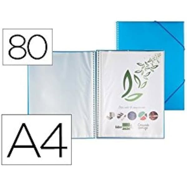 A4 Pärm - LIDERPAPEL - EC25 - Färg Blå - 80 Platser - Mått 21x29,7 cm