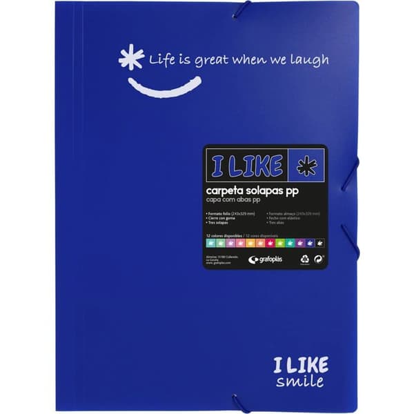 Grafoplás - 4800830 - Grafoplas-mapp med 3 polypropenflikar med suddgummi, foliostorlek, blå färg, som