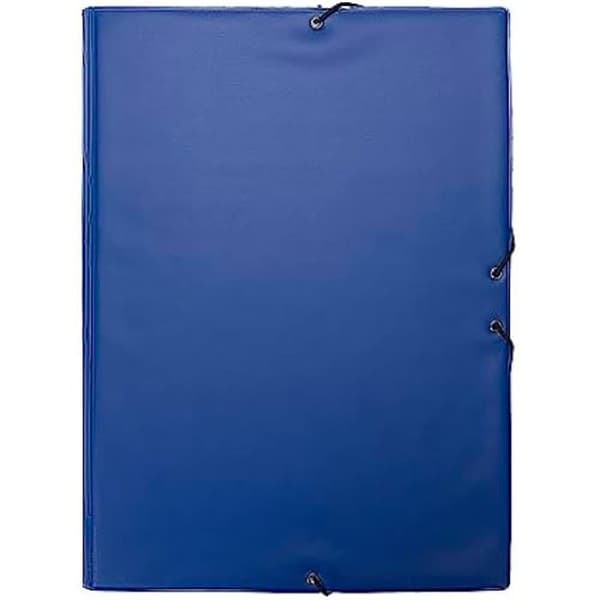 Mapp - GRAFOPLÁS - 33 x 25 cm - PVC Blå - 3 flikar - Stängningsgummiband
