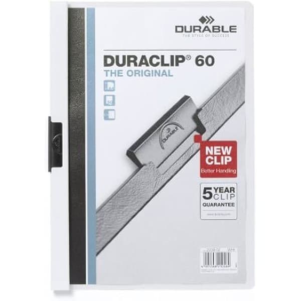Klämmappar - HÅLLBAR - Duraclip Original 60 - Vit - 25 Stycken - A4