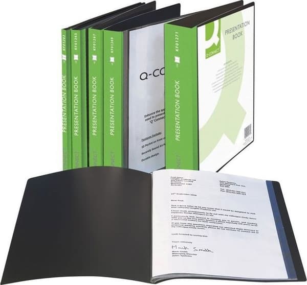Q-connect - KF01267 - Dossier d'offre med beskrivningsficka, PP, A4, 650 mikron, 40 fickor, svart