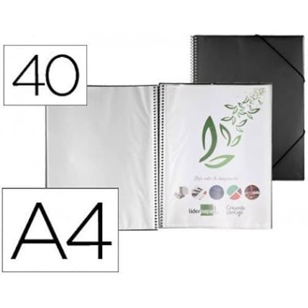 Vitrinmapp med spiral - LIDERPAPEL - EC32 - A4 - Färg Svart - 40 fickor