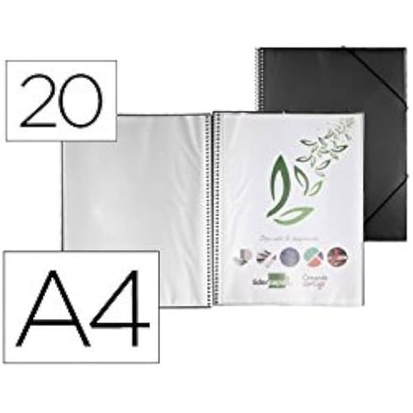 Vitrinmappe med spiral - LIDERPAPEL - EC30 - A4 - Färg Svart - 20 fickor