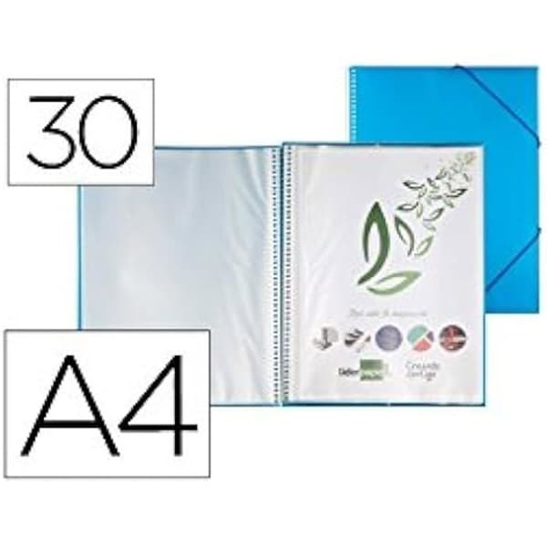 Fil - LIDERPAPEL - EC09 - A4 - Blå färg - 30 Fickor