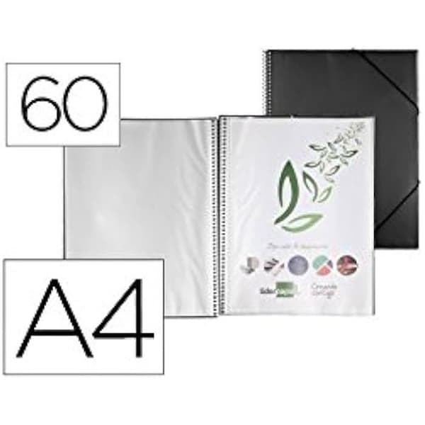 Utställningsfil med spiral - LIDERPAPEL - EC34 - A4 - Färg Svart - 60 fickor
