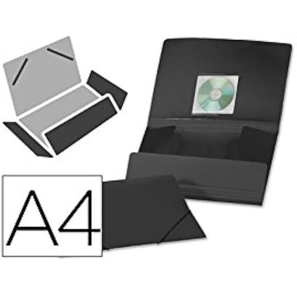 Folder - LIDERPAPEL - 919682 - Polypropen - A4 - 400 mikron - Elastisk stängning - Opak svart