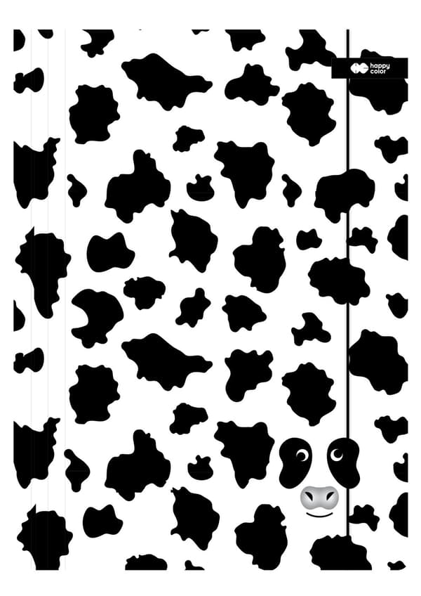 Mappe med gummibånd A4 Sort&Hvid Happy Color Cow