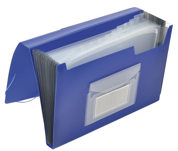 Mapp 13 fack Q-Connect Transparent Blå KF01275