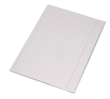 Mappe med gummibånd, hvid pap, 250G /25 stk.
