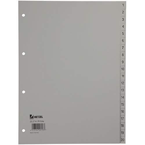 Rexel-numerorekisteri PP-foliosta A4, 226 x 297 mm, 31 arkkia, 1 kpl, harmaa