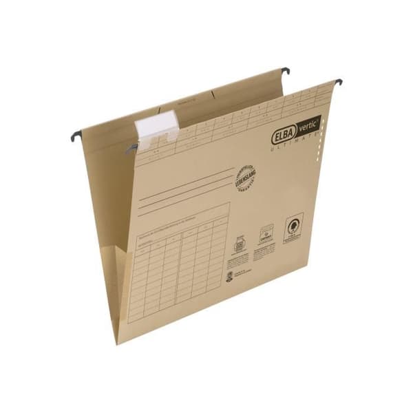 ELBA vertic ULTIMATE - Hängmapp - bas-V - A4 - för 330 ark - med flikar - naturbrun (förpackning med 25)